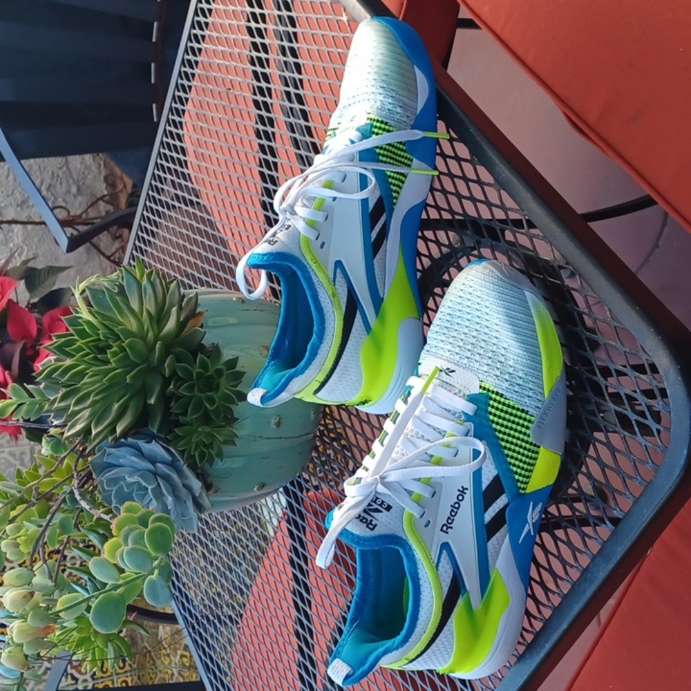 Reebok Nano Court White and Blue Sneakers with Digital lime Accents size 8 - Picture 7 of 10